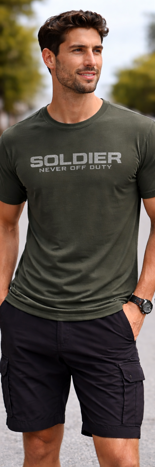 Soldier Printed Olive Green T-Shirt