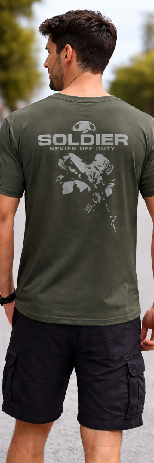Soldier Printed Olive Green T-Shirt