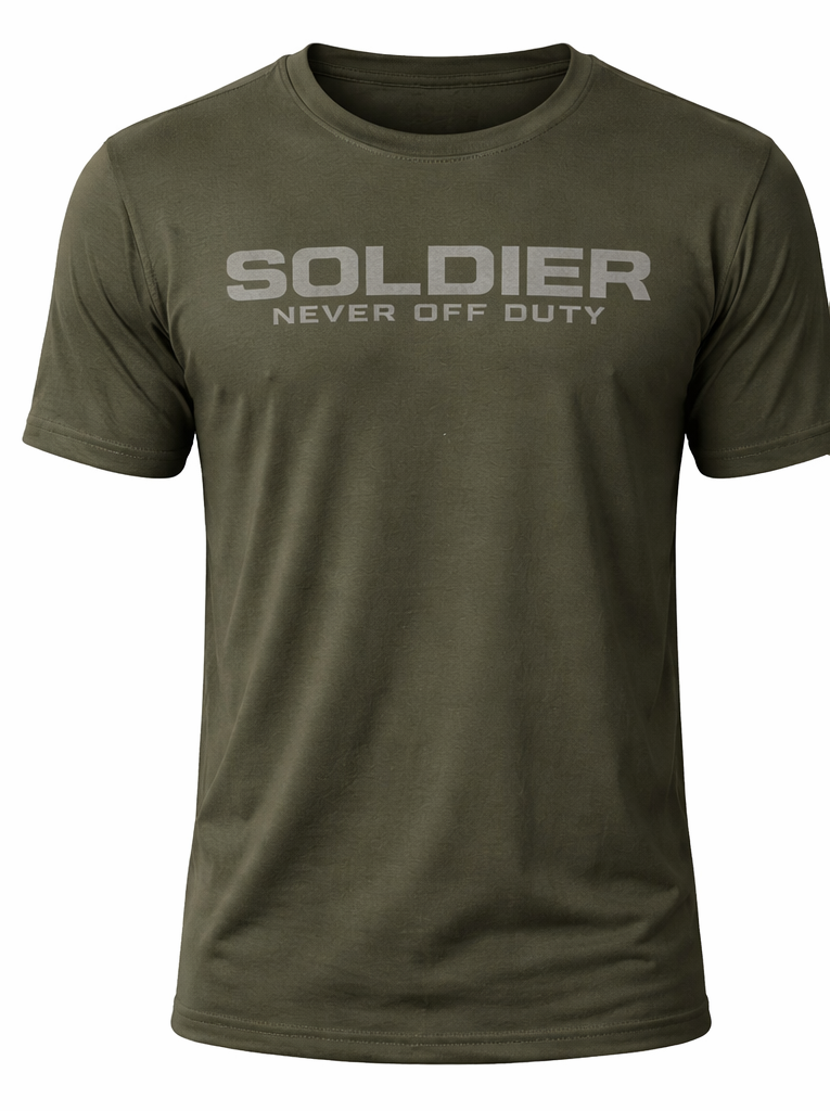 Soldier Printed Olive Green T-Shirt
