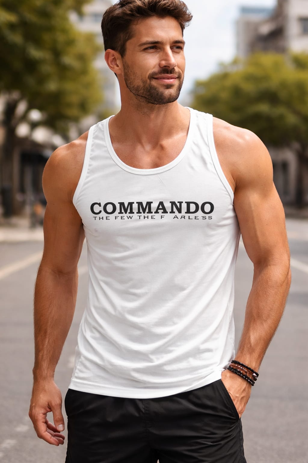 White Sando with Commando Printed